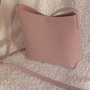 Samara Anthropologie Pink Peony Vegan Leather Crossbody Bag